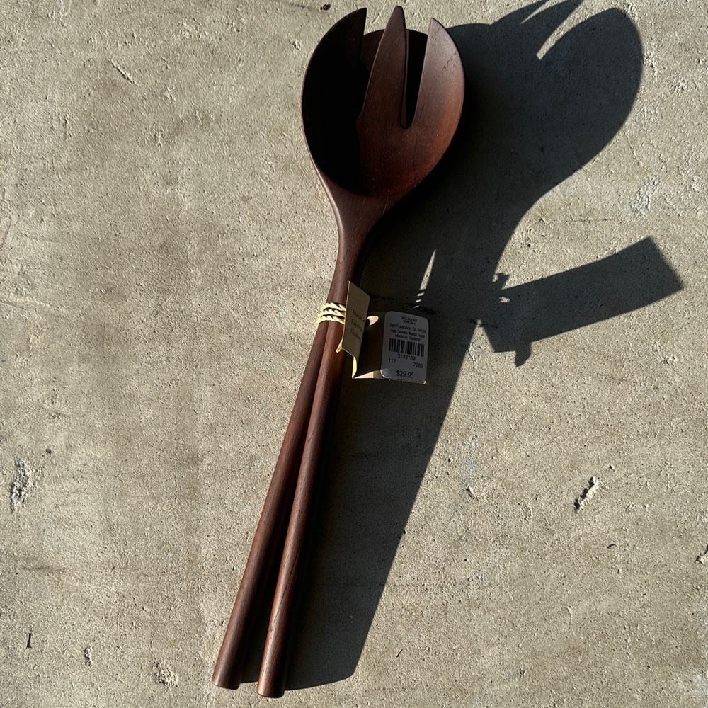 Williams Sonoma Teak Servers Walnut Finish